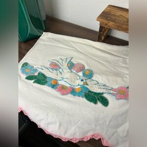 vintage embroidered dove floral lace pillow sham